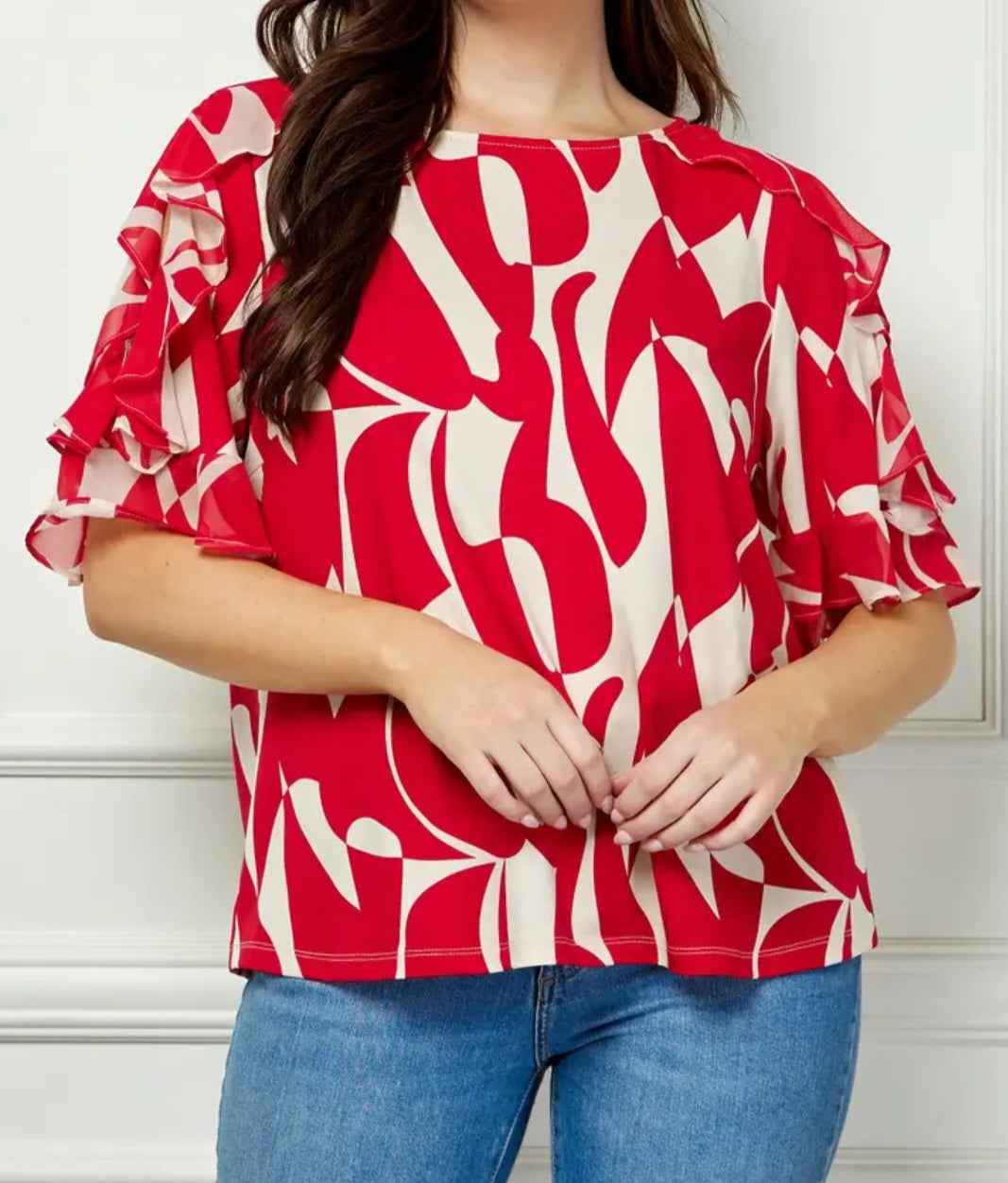 Plus size Abstract Boatneck Blouse