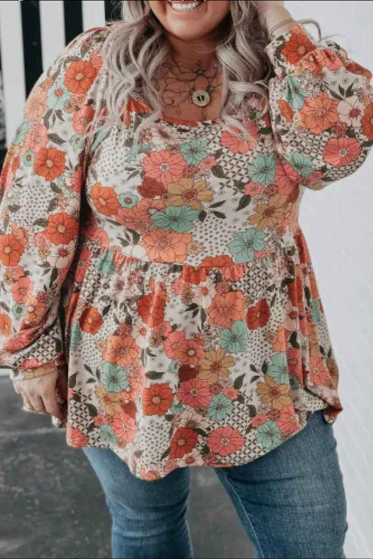 Plus Flower Print Top
