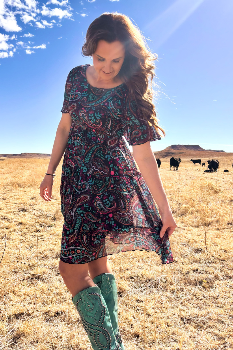 Sterling Kreek Painted Night Paisley Dress