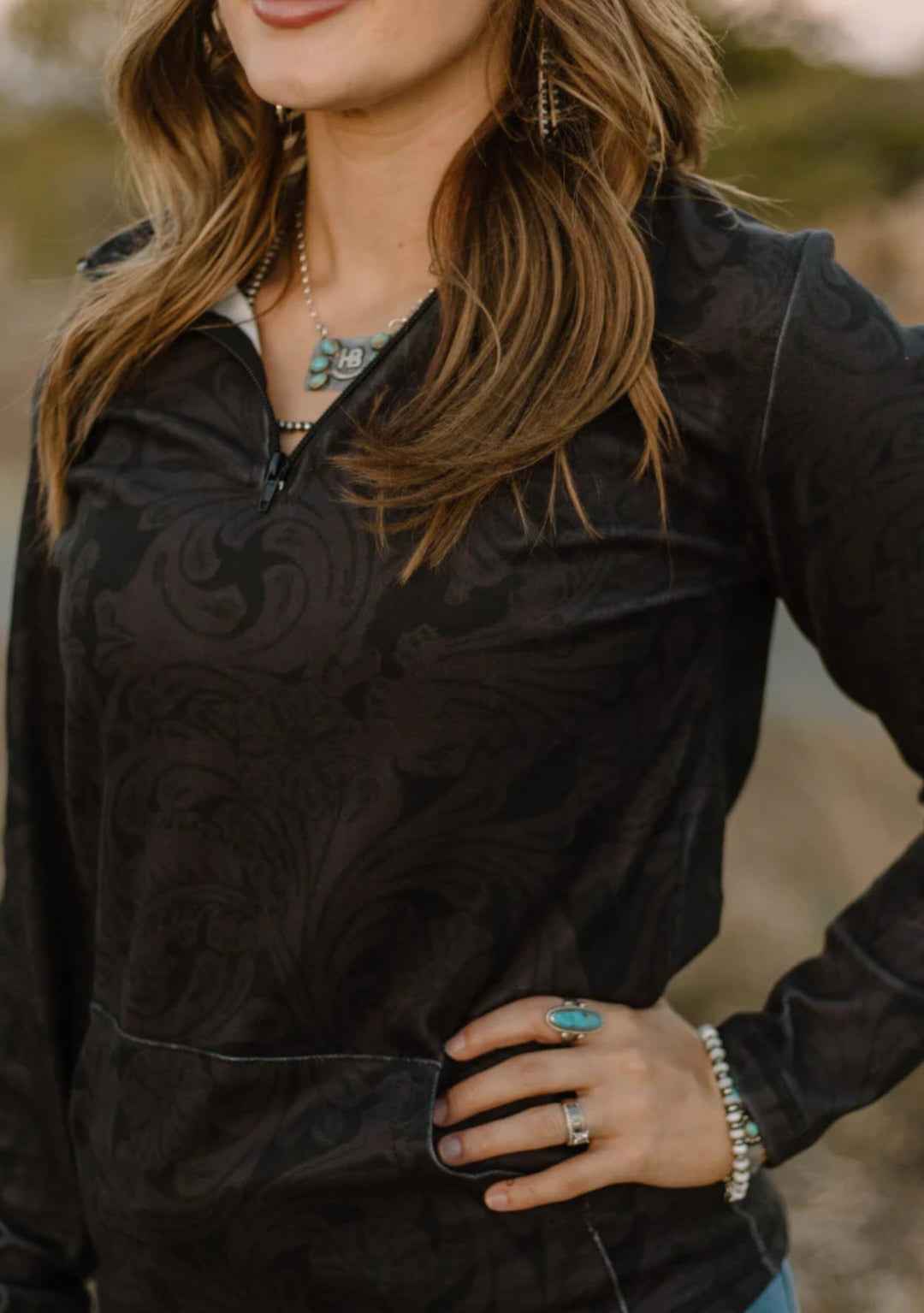 Sterling Kreek-Tooled in Black Pullover