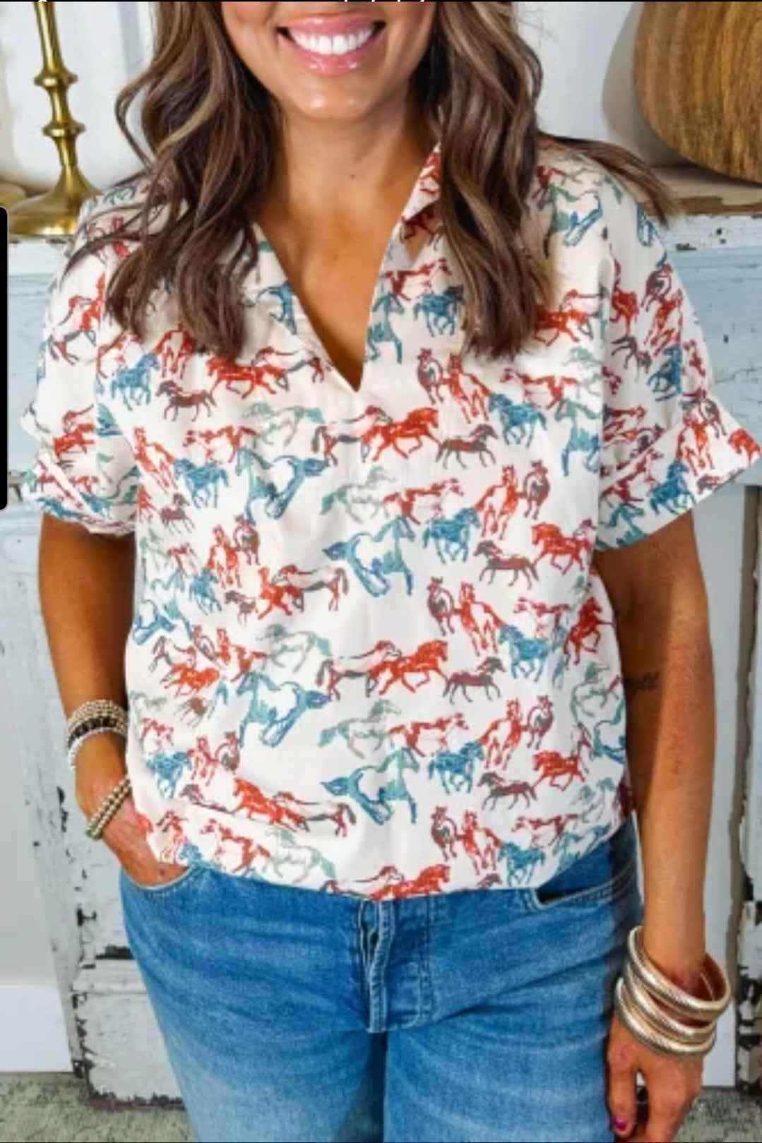 Plus Size Horse Print Top