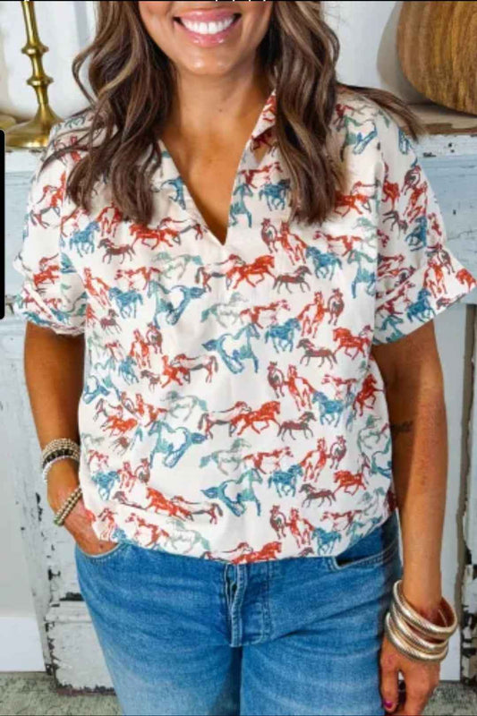 Plus Size Horse Print Top