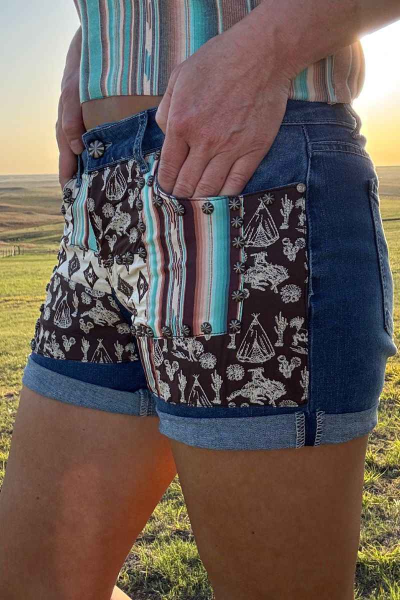 Sterling Kreek Patched Western Shorts