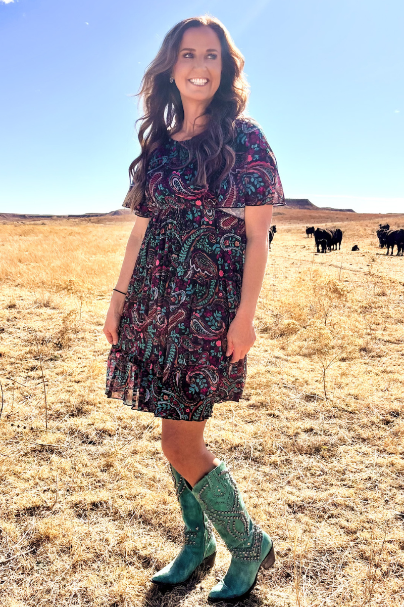 Sterling Kreek Painted Night Paisley Dress