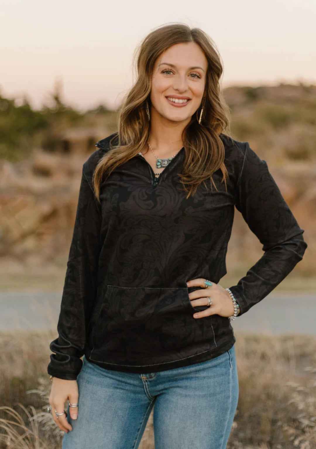 Sterling Kreek-Tooled in Black Pullover