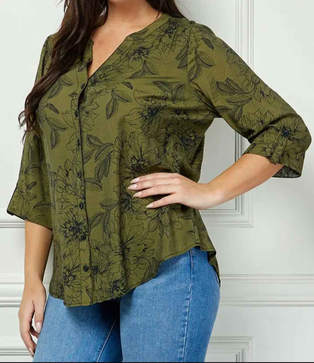 Plus Size Mandarin Blouse