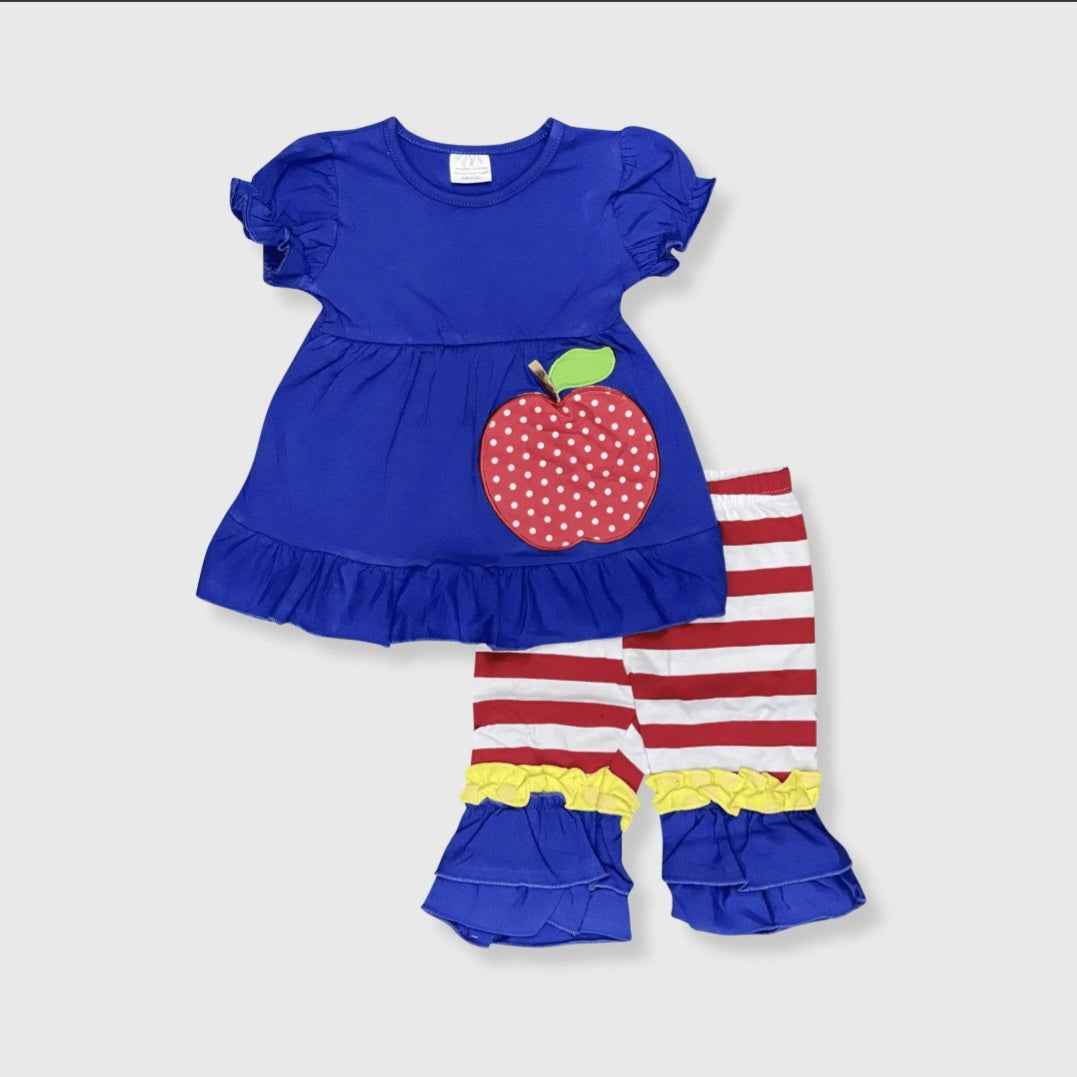Apple blue Ruffle 2 piece set